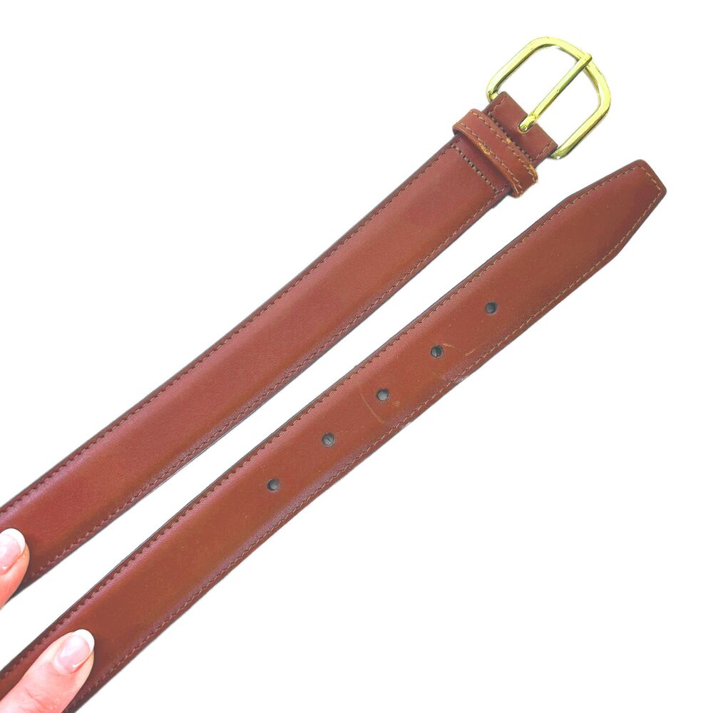 Lands End Brown Full Grain Leather Belt Mens Size 44 Made in the USA - Picture 3 of 8